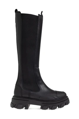 Svarta Chunky Lug Sole Stövlar