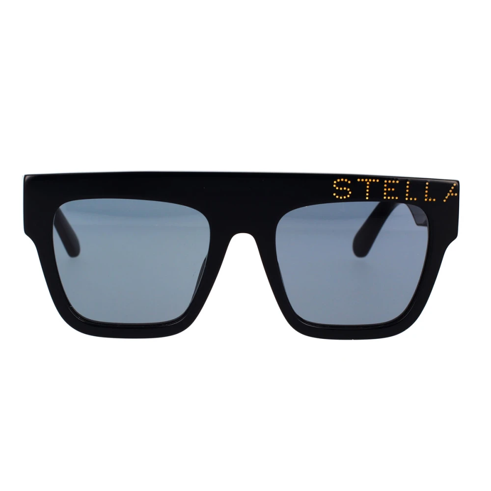 Stella McCartney Fyrkantiga Bio-Acetat Solglasögon med Mörkblåa Linser Black, Unisex