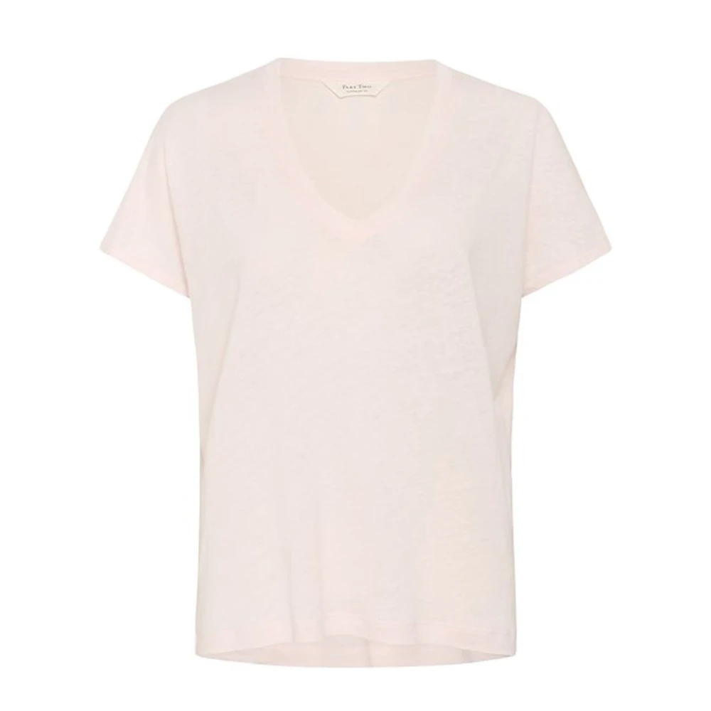 Part Two V-hals Tee Mauve Krijt Pink Dames