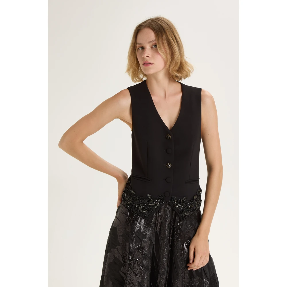 Maliparmi Precious Fringes Vest Black Dames