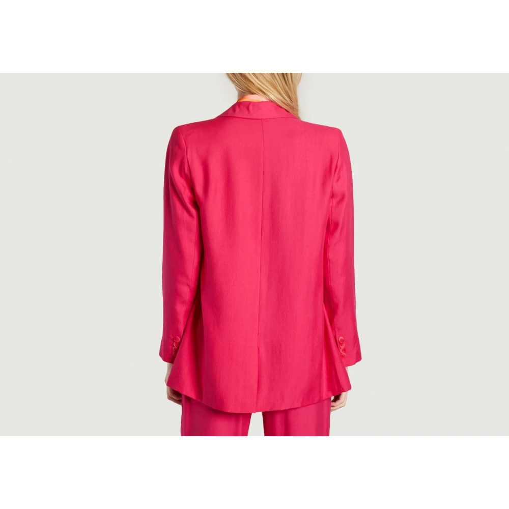 Modetrotter Fuchsia Tencel Blazer met Voorknoppen Pink Dames