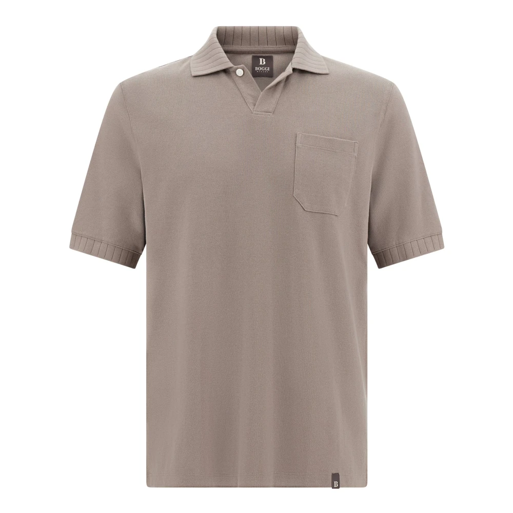 Boggi Milano Katoenen Piqué Poloshirt Beige Heren