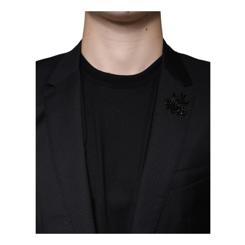 Dolce & Gabbana Zwarte Slim Fit Blazer Martini Stijl Black Heren