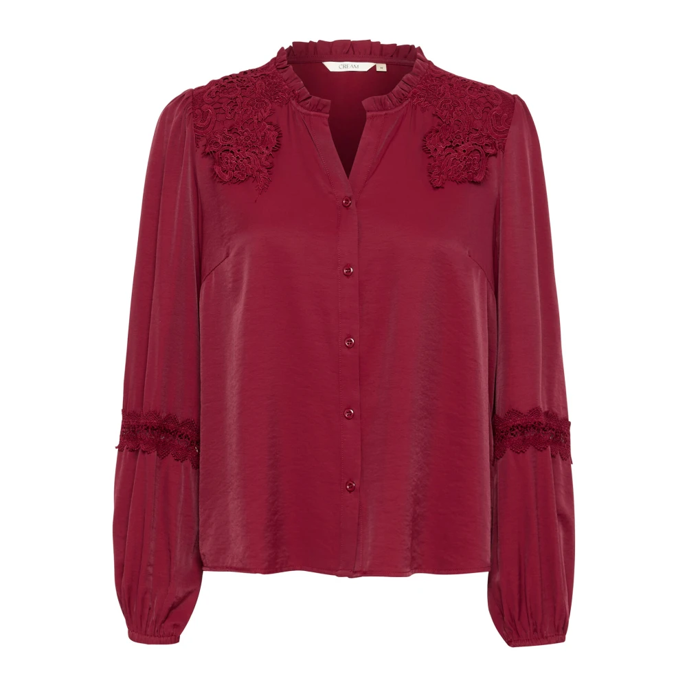 Cream Granaatappel Blouse met Geborduurde Details Red Dames