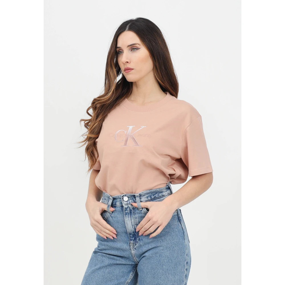 Calvin Klein Jeans Eenvoudig en verfijnd T-shirt met korte mouwen Pink Dames