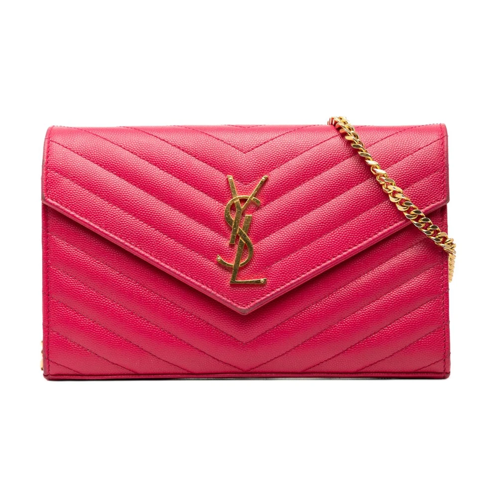 Saint Laurent Vintage Women's Pink Pre-Owned Envelope Chain Bag