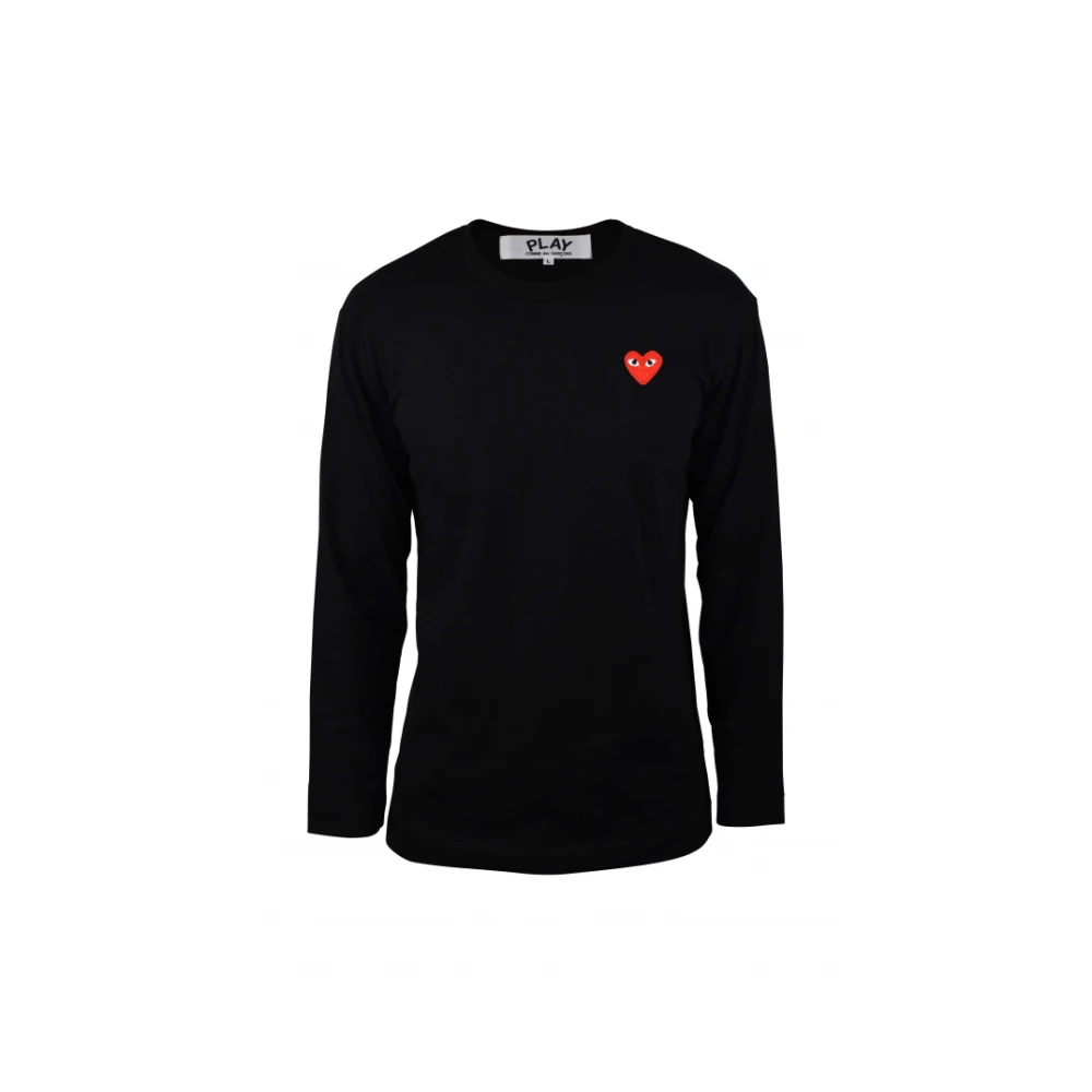 Comme des Garçons Zwart Katoen Hart Logo T-Shirt Black Heren