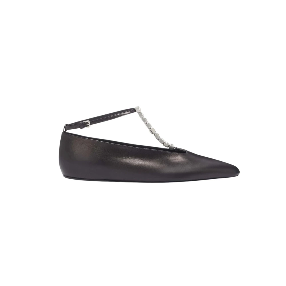 Jil Sander Damski Czarny Buty, Kobieta,, Czarne Skórzane Baletki Rozmiar 38 Eu