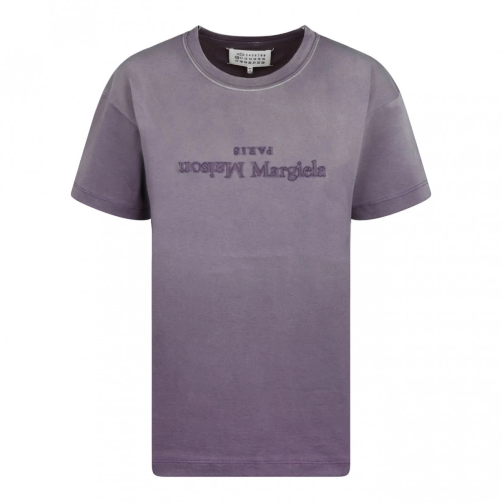 Maison Margiela T-Shirt met omgekeerd geborduurd paars logo Purple Dames