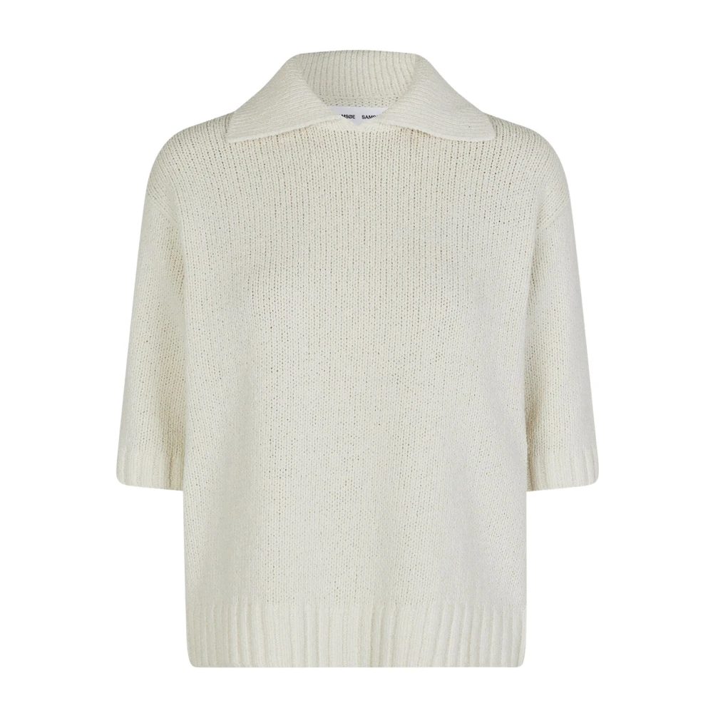 Samsøe Katoenmix Trui met Korte Mouwen Beige Dames
