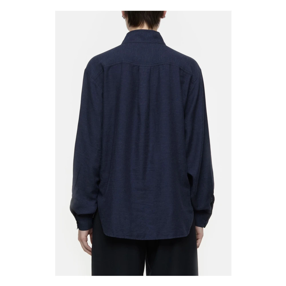 closed Blouse met opstaande kraag in marineblauw Blue Dames