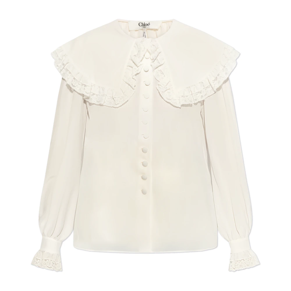 Chloé Women's White Blouses, S, Silk Shirt