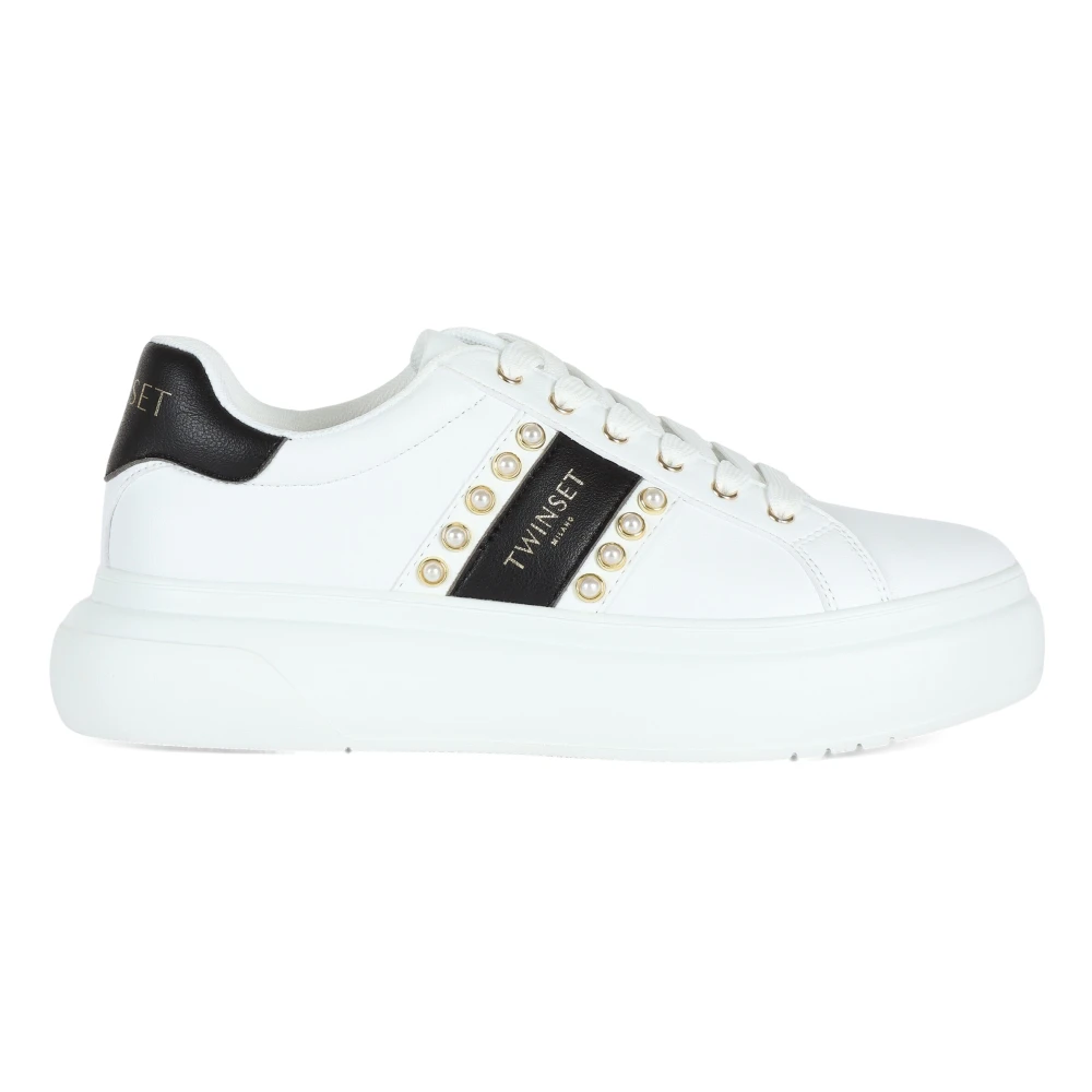 Twinset Eco-leren Sneakers met Decoratieve Details Dames Schoenen Wit