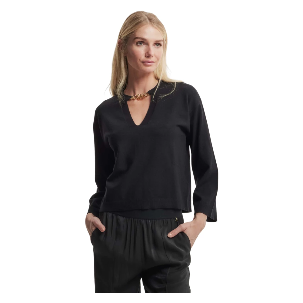Kocca V-hals trui met ketting Black Dames