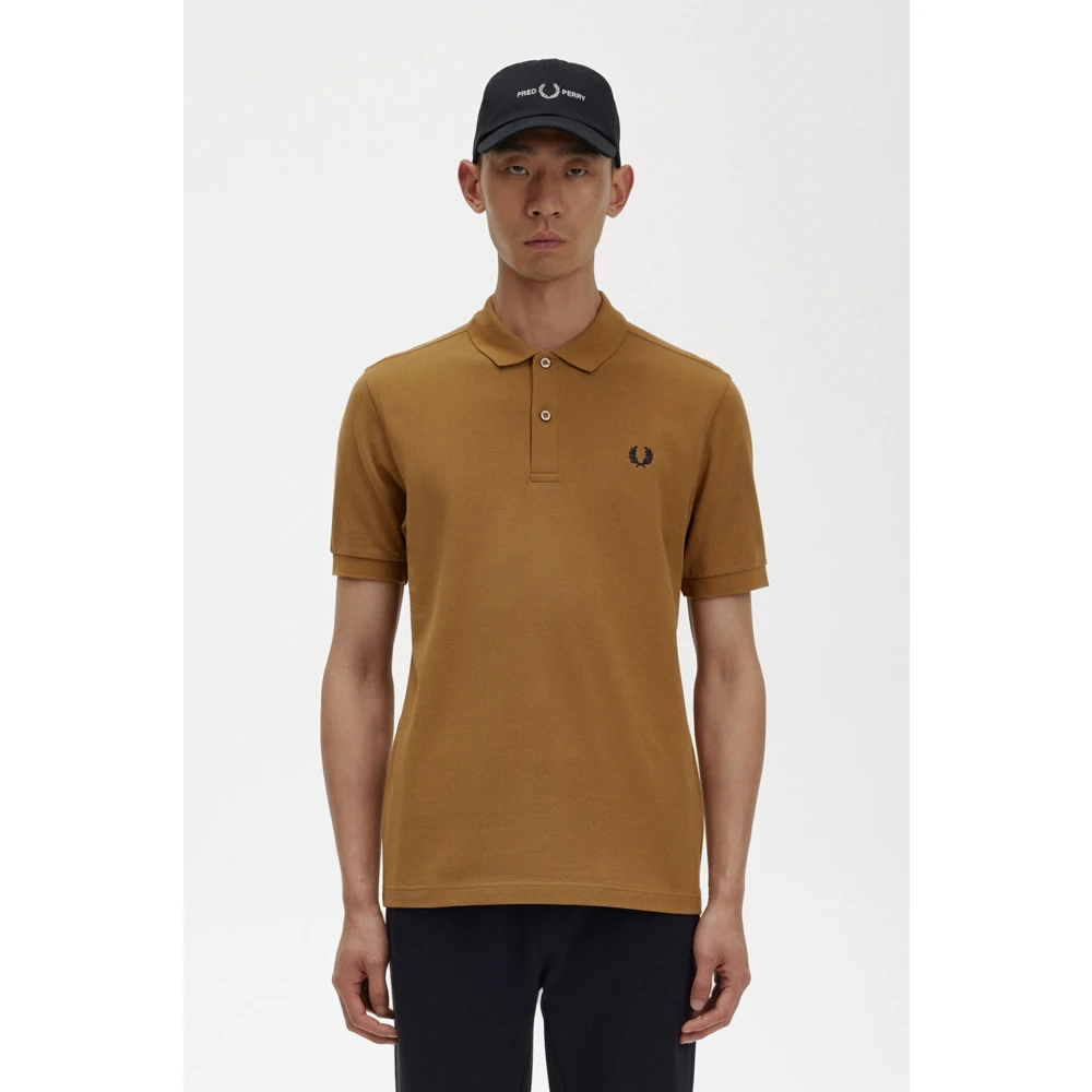 Fred Perry Slim Fit Effen Polo in Donker Karamel Marineblauw Brown Heren