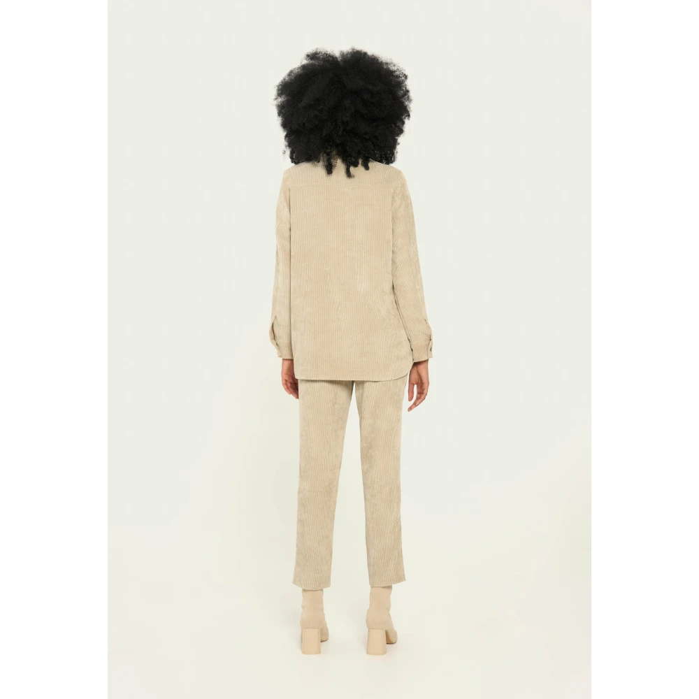 Vicario Cinque Corduroy Overhemdjasje Roccia Beige Dames