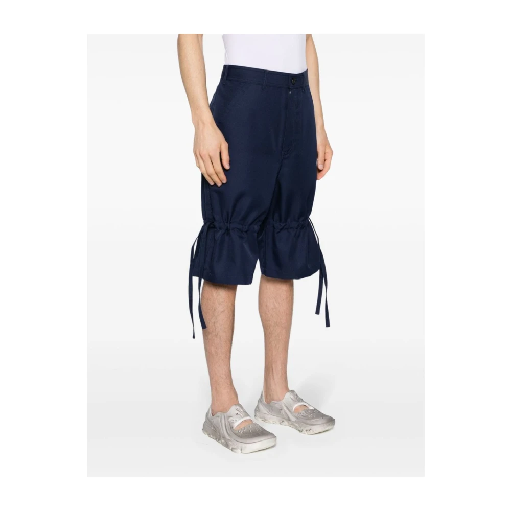 Comme des Garçons Trekkoord Knie Shorts met Zakken Blue Heren