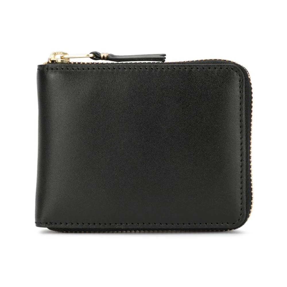 Comme des Garçons Zwarte leren portemonnee met gouden rits Black Heren