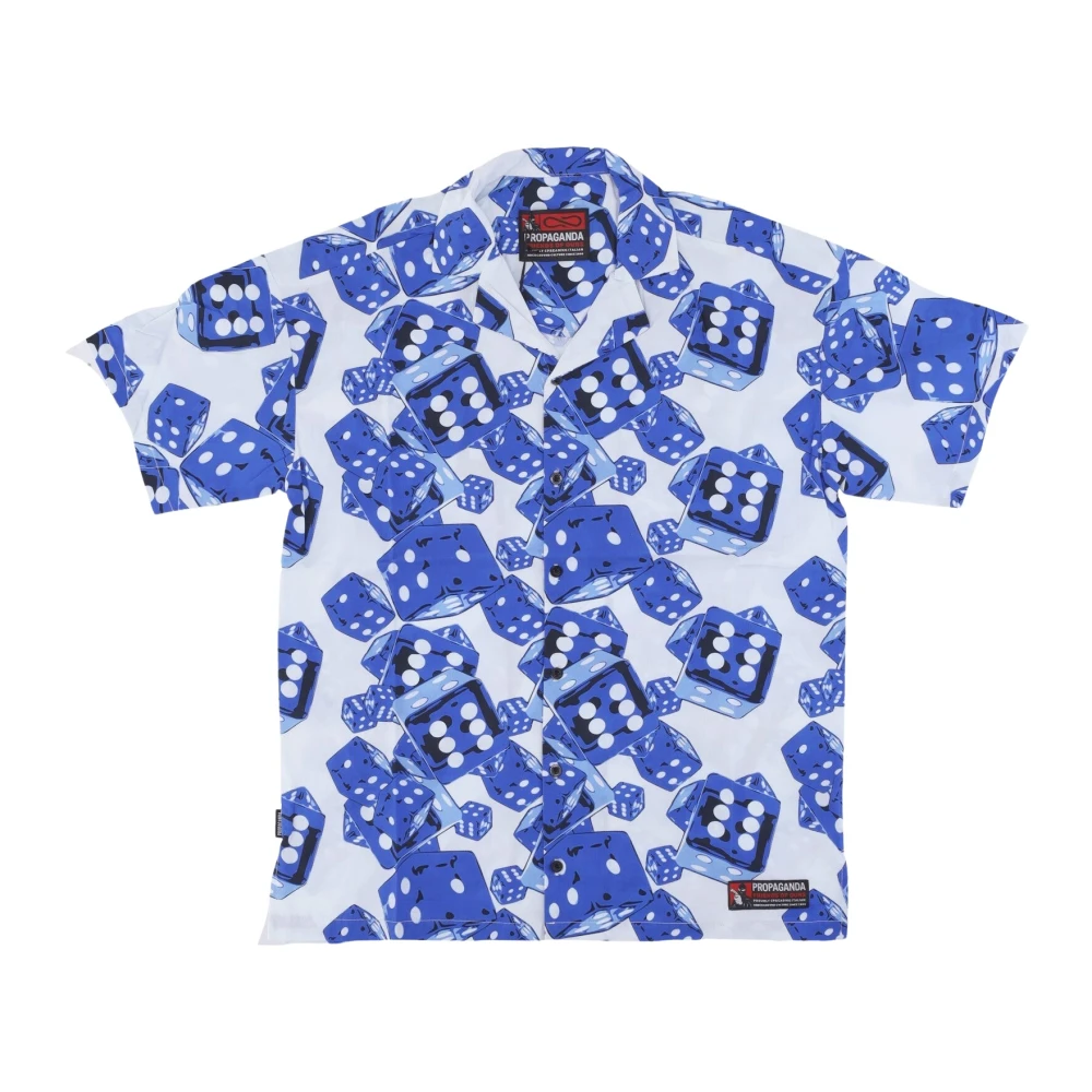 Propaganda Blauw Wit Dice Beach Shirt Korte Mouw Multicolor Heren