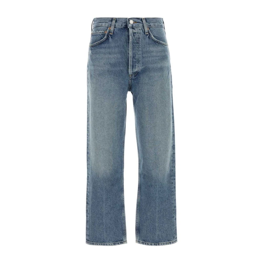 Agolde Women's Blue 90'S Crop Mid Rise Straight