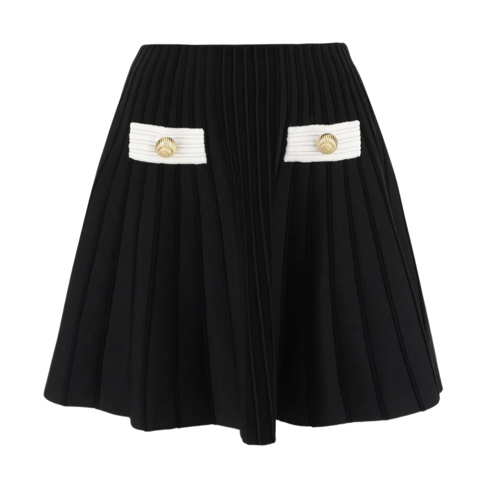 Balmain Hoge Taille Zwarte Gebreide Rok Black Dames