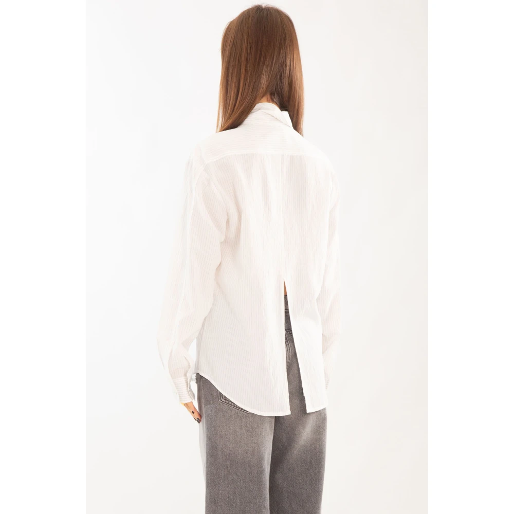 pinko Gestreept Zakoverhemd in Corea Stijl White Dames