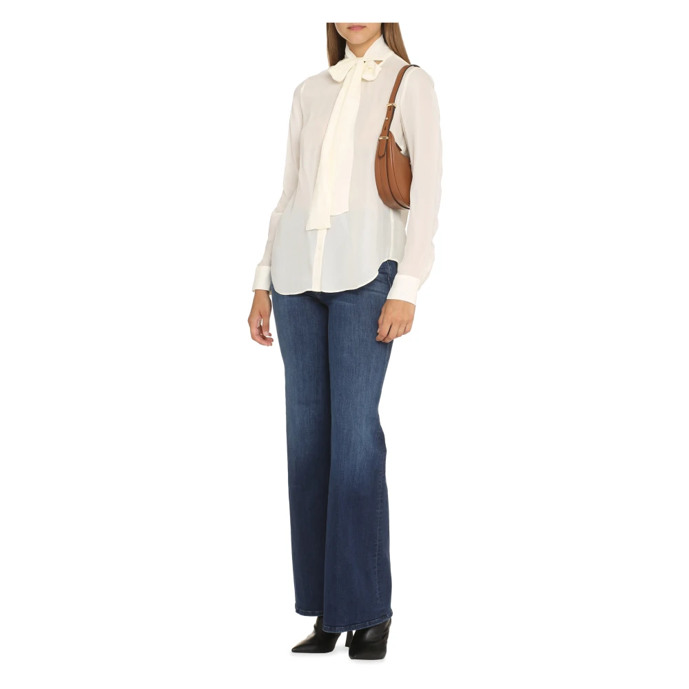 Michael Kors Zijden Blend Strikblouse Beige Dames