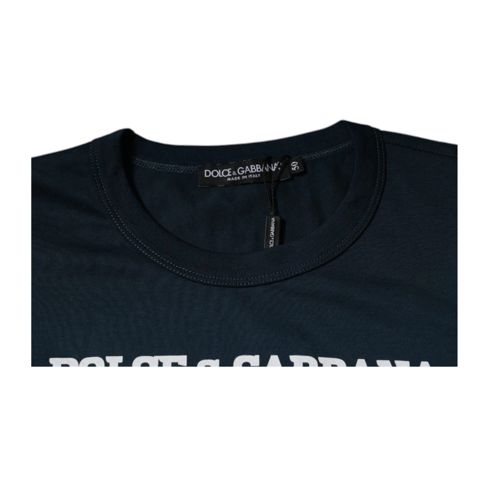Dolce & Gabbana King Of Love Grafische Print T-shirt Blue Heren