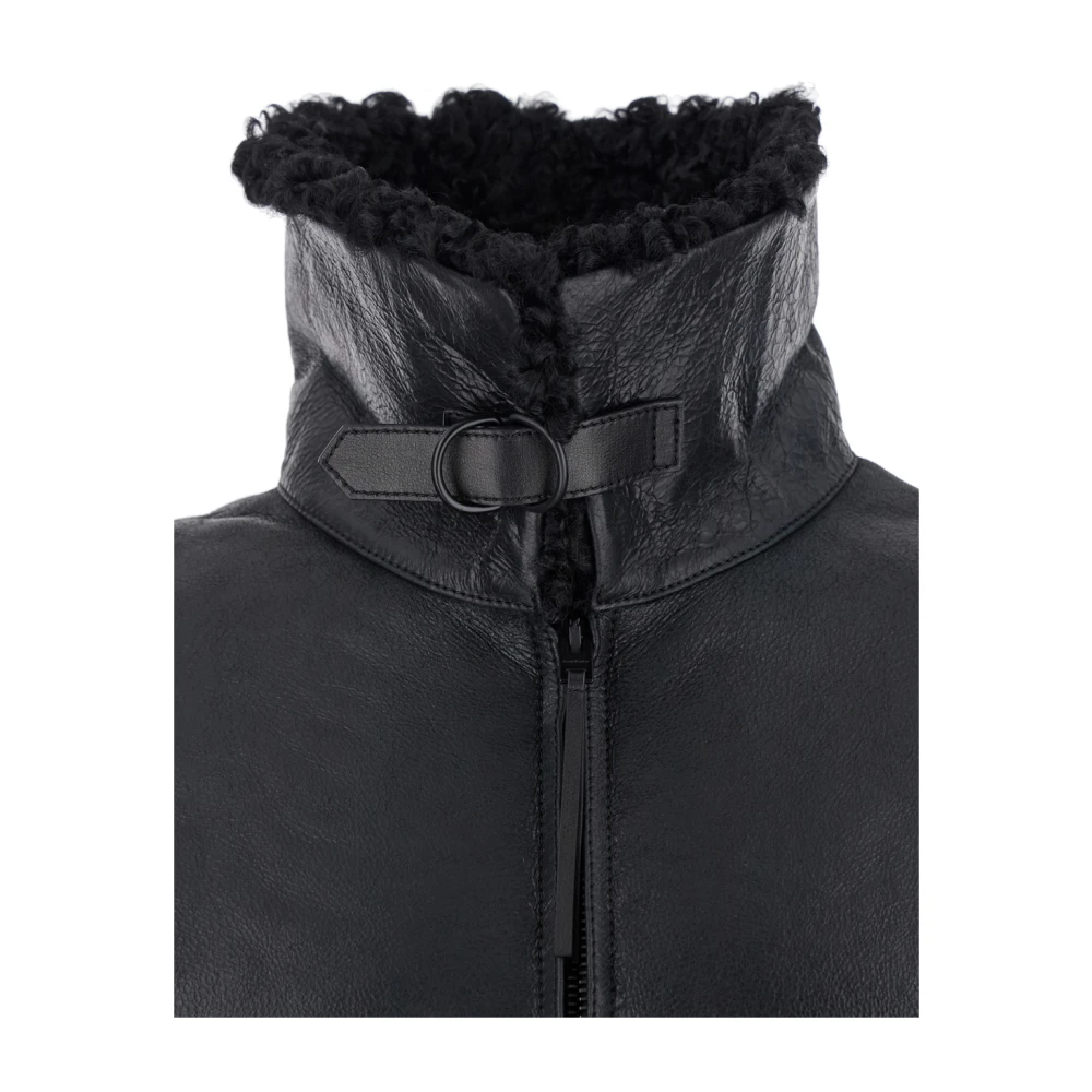 Acne Studios Zwarte Bomberjack met Bontdetail Black Heren