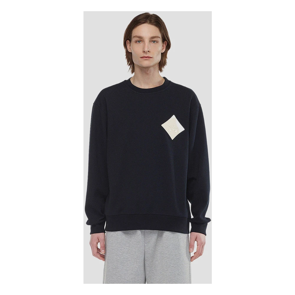 MCM Bouclé sweatshirt met logopatch Blue Heren