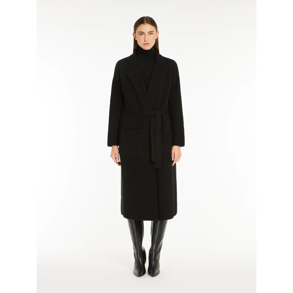 Max Mara Weekend Zwarte Wollen Vest met Riem Black Dames