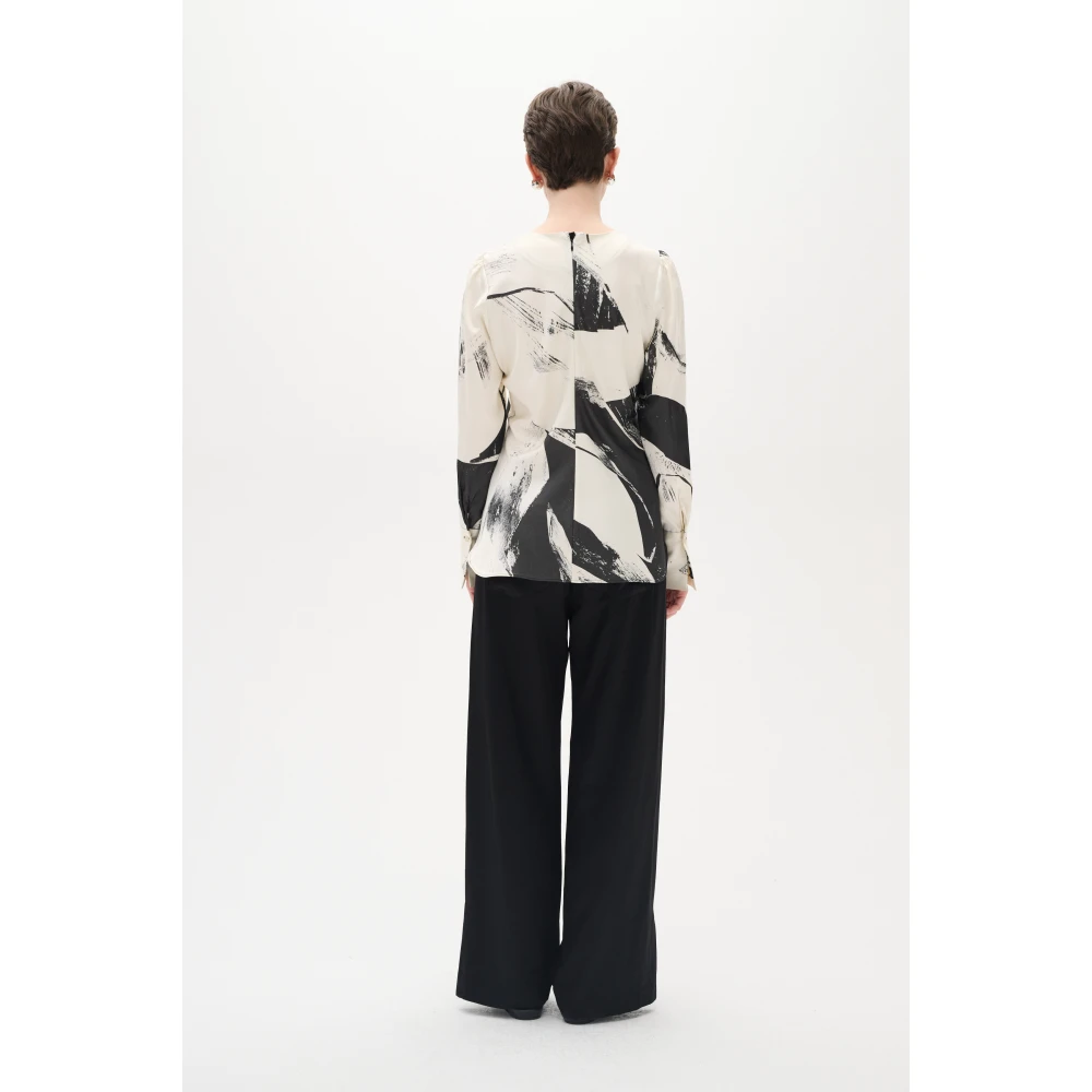 InWear Satijnen blouse met ronde hals White Dames