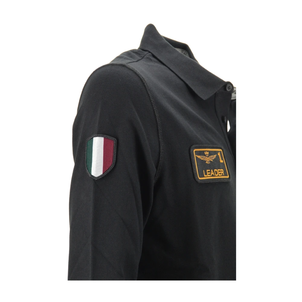 aeronautica militare Zwarte Tricolor Polo Shirt Black Heren