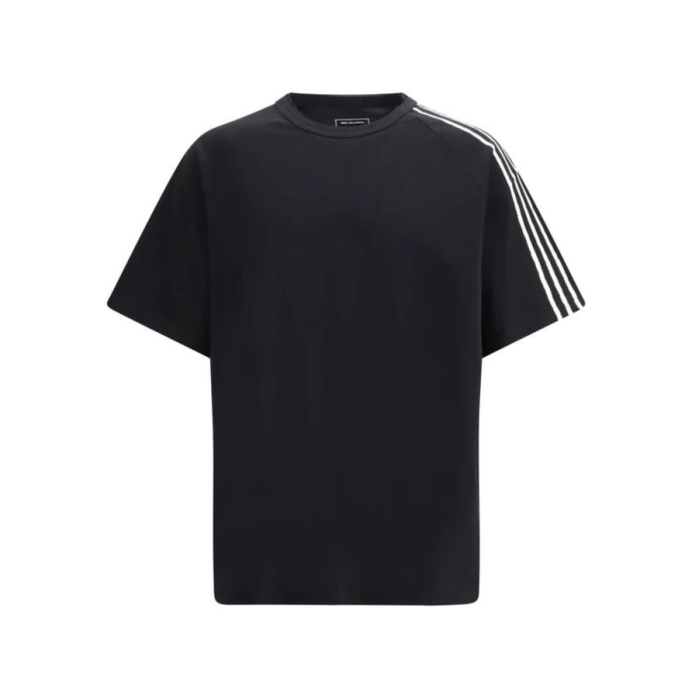 Y-3 Men's Black Raw Edge 3-Stripes Short Sleeve Tee