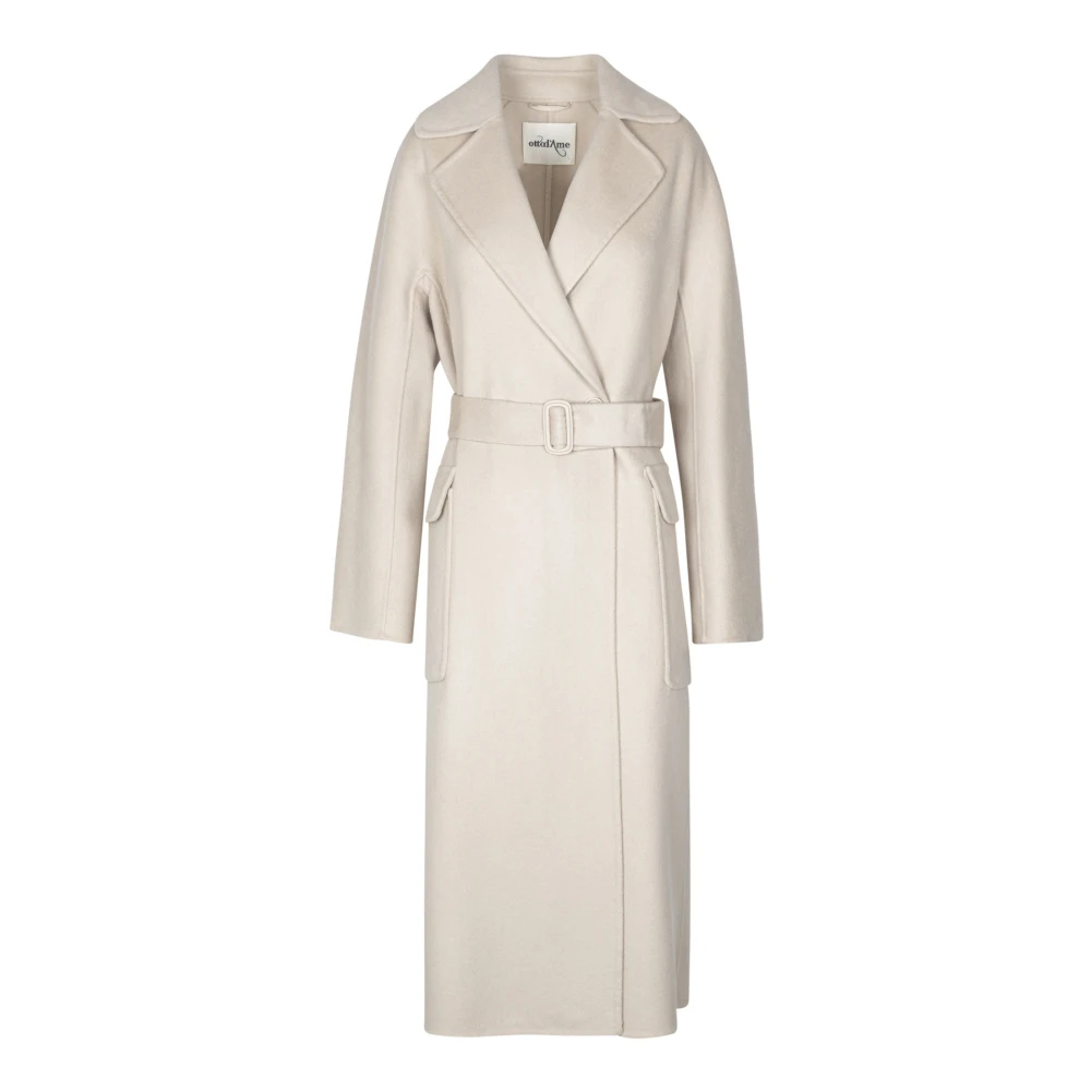 Ottod'Ame Dubbelbreasted wollen jas met peak revers Beige Dames