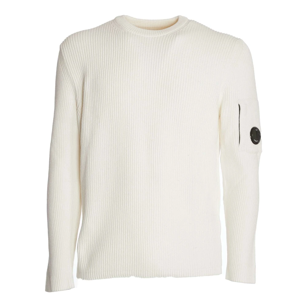 C.P. Company Geribbelde Crew Neck Sweater Bianco White Heren