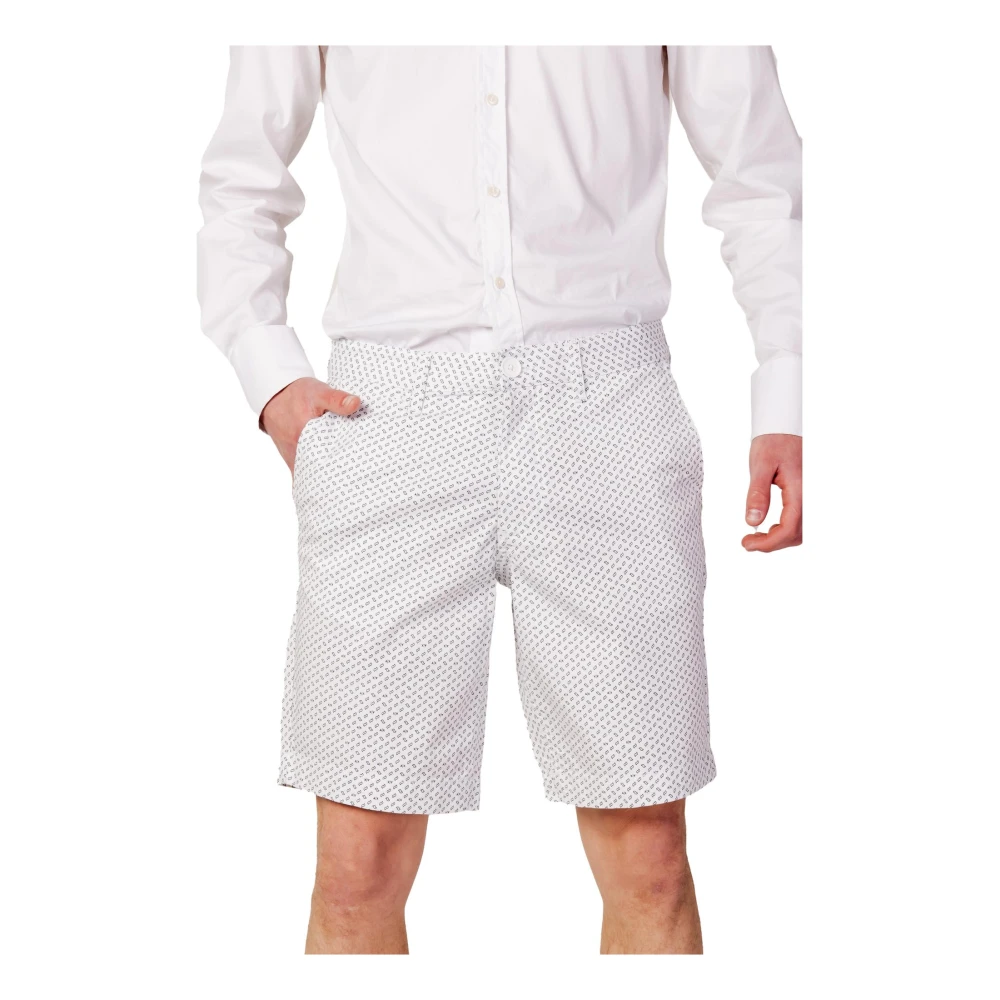 Armani Exchange Vita Bomull Tryckta Shorts Dragkedja Stängning White, Herr