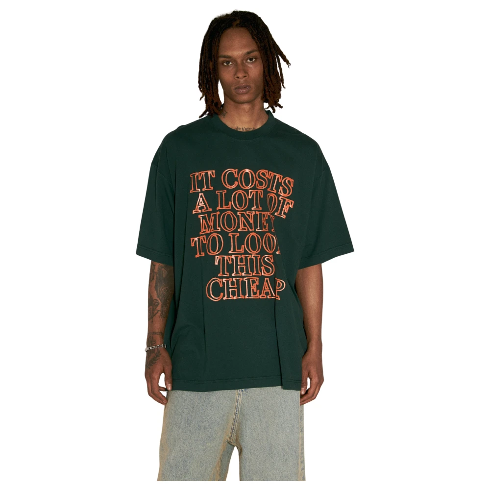 Vetements Front Tekst Print Crewneck T-Shirt Green Heren