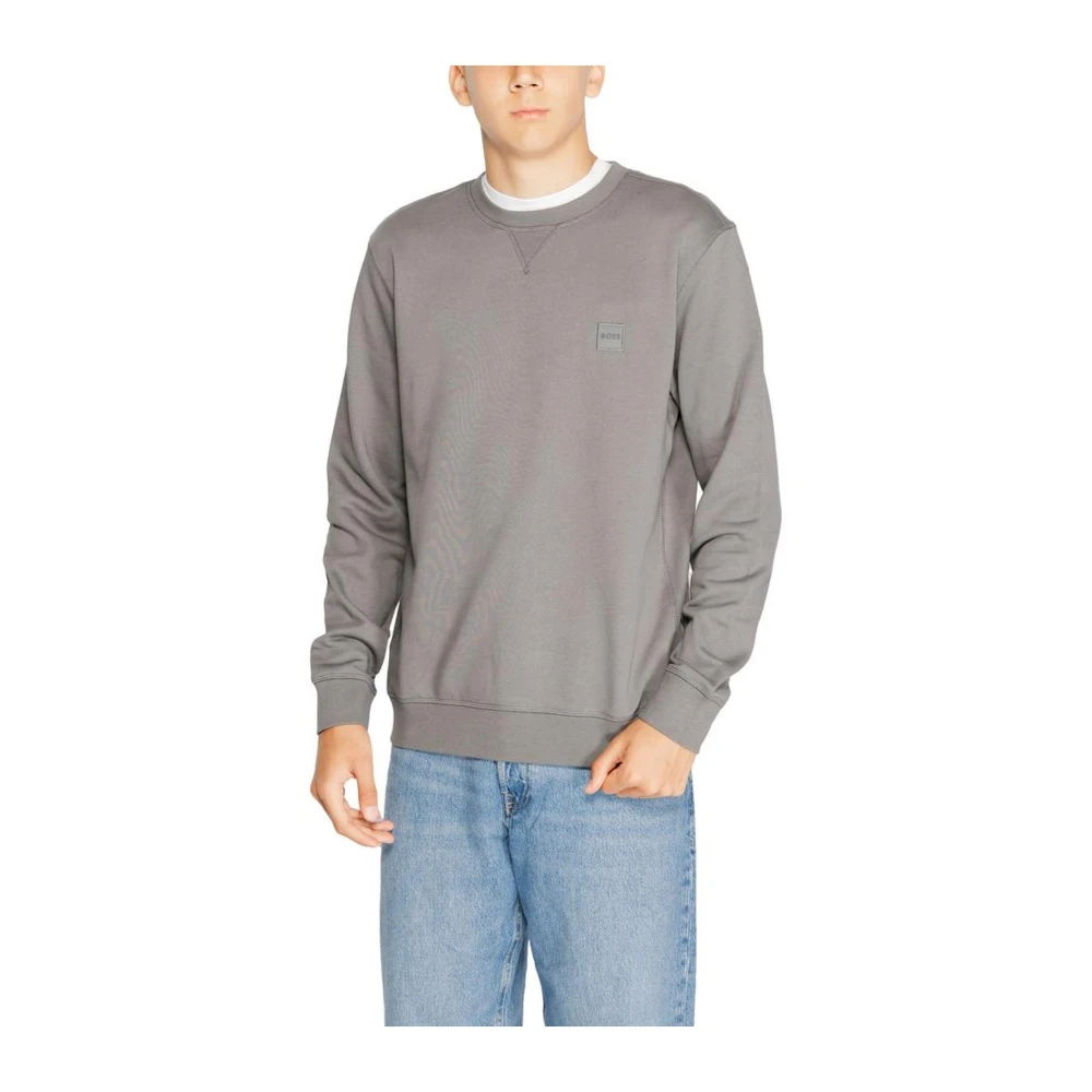 Hugo Boss Katoenen Crewneck Sweater Gray Heren