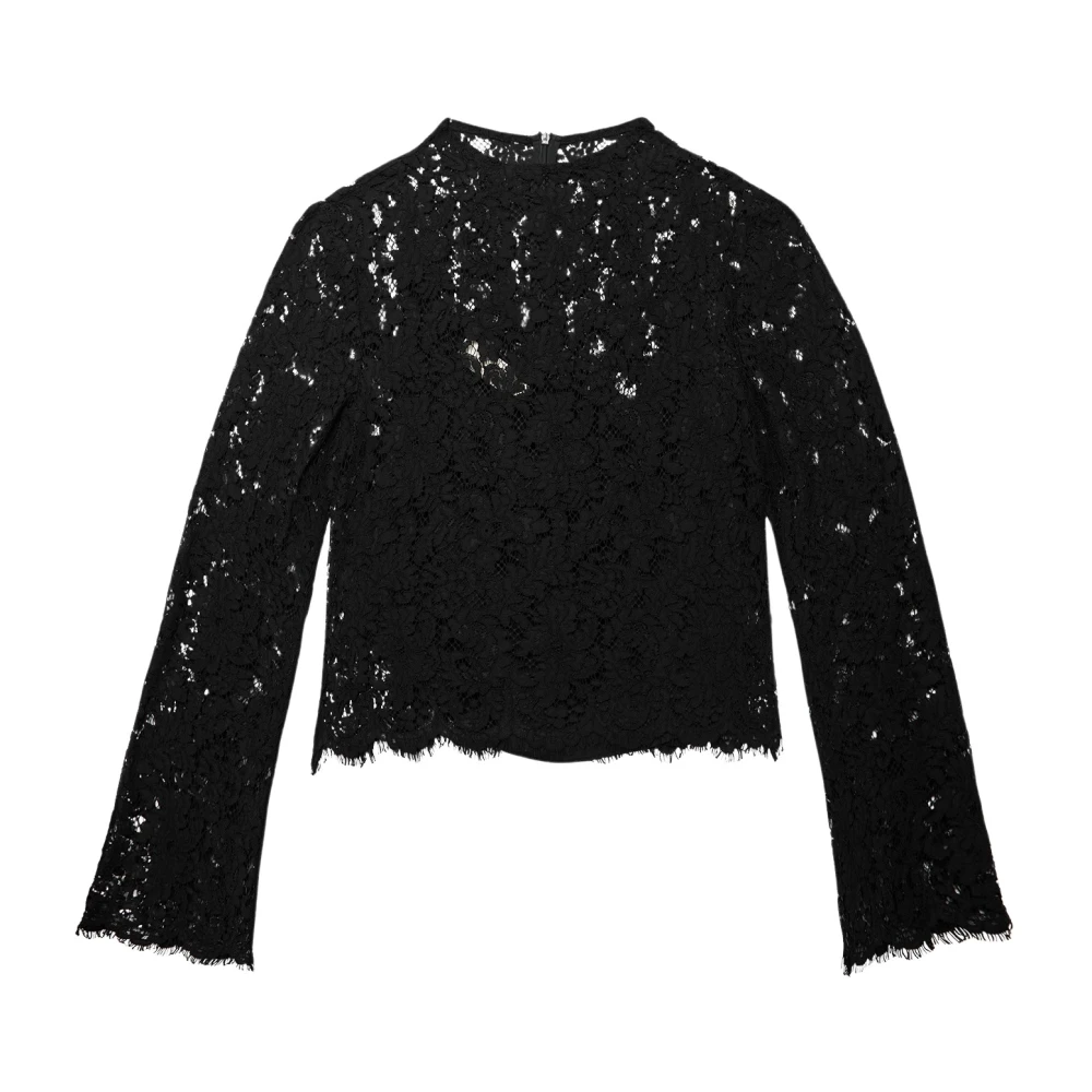 Wakakuu Icons Kanten Blouse Anna-Maria Stijl Black Dames