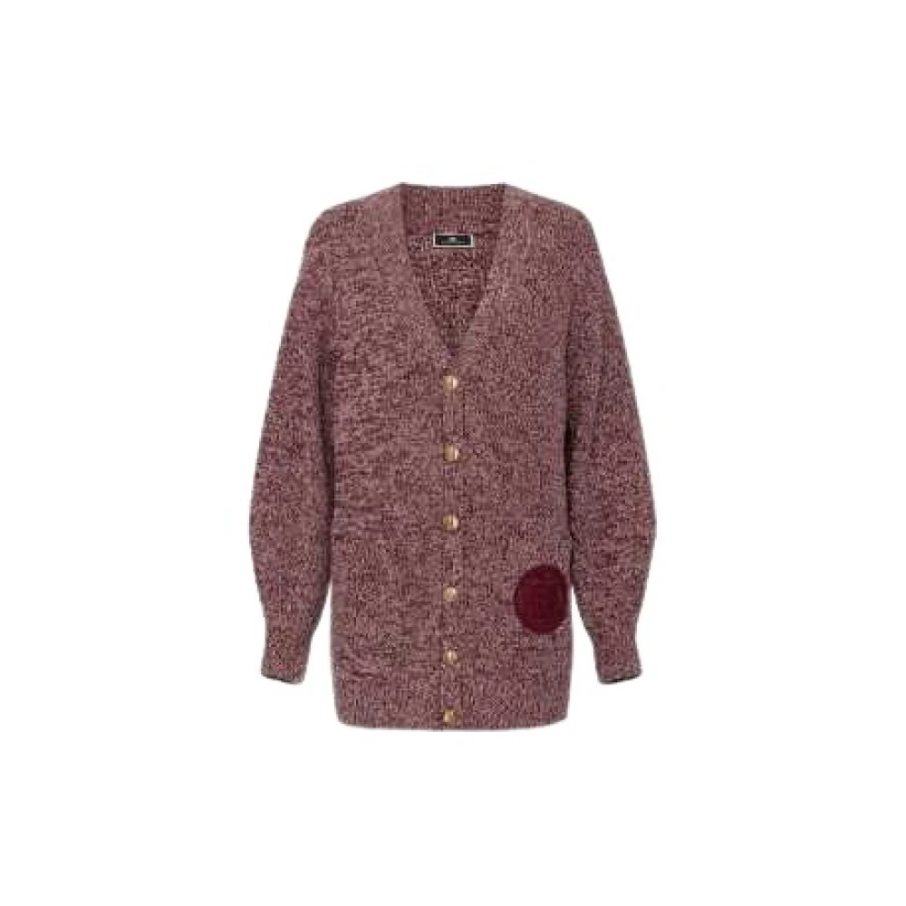 Elisabetta Franchi Bordeaux Cream Gemêleerde Cardigan Mk85S C08 Brown Dames