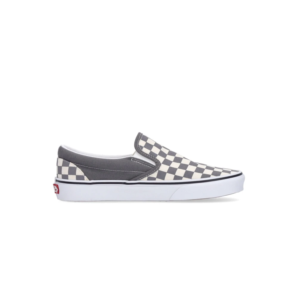 Vans Men's White Checkerboard Slip-On Low Sneaker Pewter