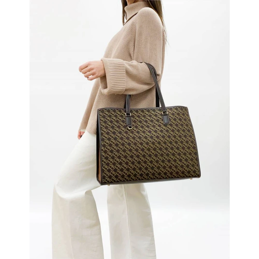 Carolina Herrera Canvas Shopping Charm Tas El Dorado Brown Dames