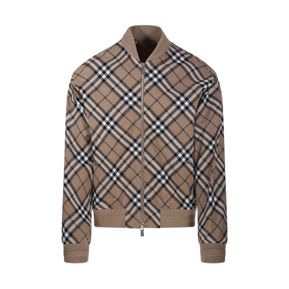 Burberry Ruitprint Harrington Wollen Jas Multicolor Heren