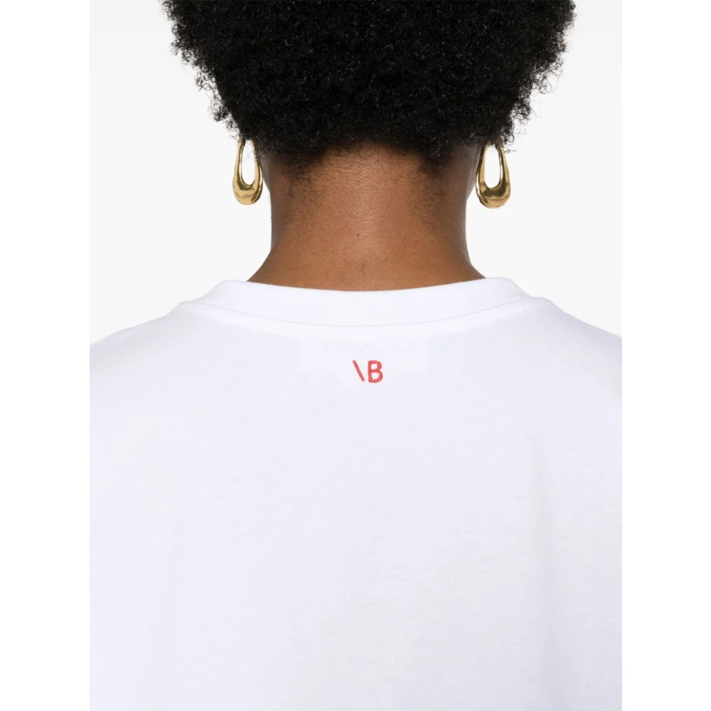 Victoria Beckham Logo Print Ronde Hals T-shirt White Dames