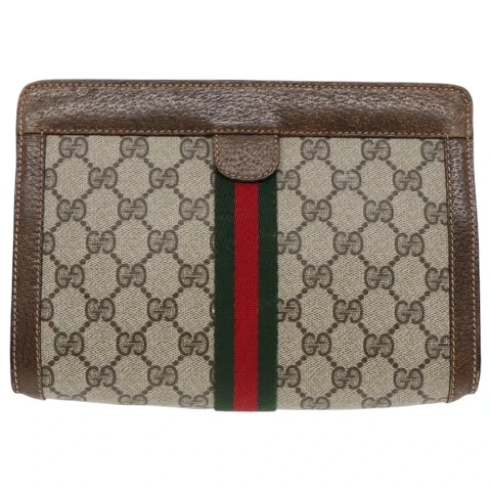 Gucci Vintage Pre-owned Leather clutches Beige Dames