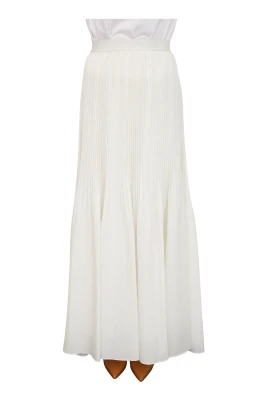 Pleated Crepe de Chine Maxi Skirt