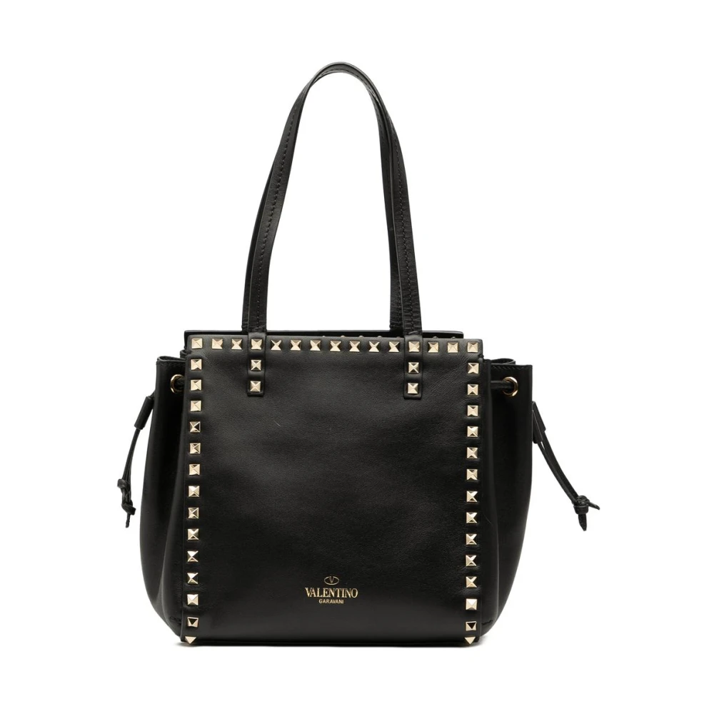 Valentino Vintage Women's Black Pre-Owned Studded Leather Tote Bag