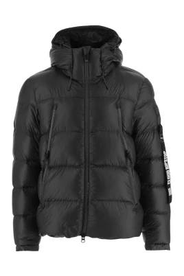Quiltad dunjacka i nylon med huva