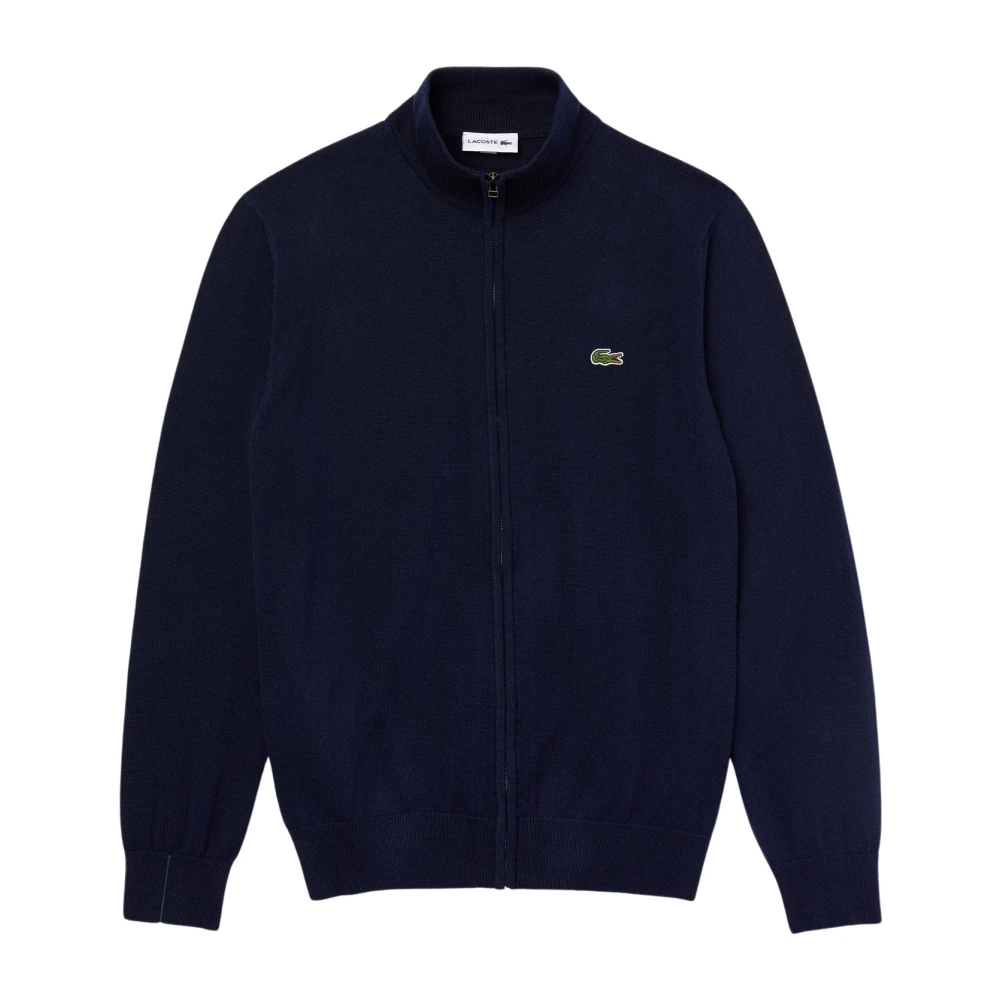 Lacoste Ritssluiting Katoenen Pullover Stijlvol Ontwerp Blue Heren